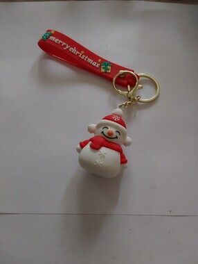 Merry Christmas Red & White Snowman Bag Charm